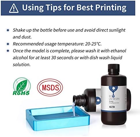 ANYCUBIC 3D Printer Rapid Resin, UV 405nm Plant Based Photopolymer Resin for LCD 3D Printing Grey 1000g
