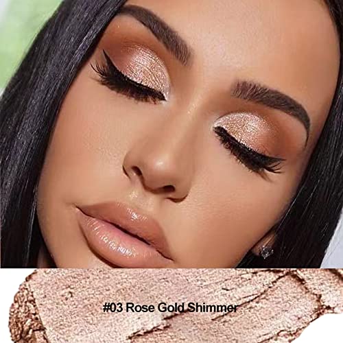 2 In1 Eyeshadow Stick, Shimmer Cream Eye Shadow Sticks, Eye Brightener Stick With Sponge, Eye Shadow Stick Makeup, Long Lasting Waterproof Cream Eyeshadow Stick Eye Highlighter Stick,Rose Gold Shimmer #TOP3