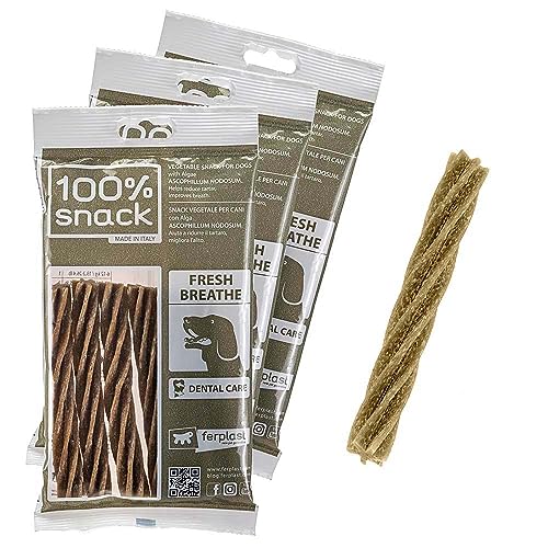 Ferplast Snack pour Chien Snack Naturel pour Chien Snack Hygiène buccale Taille Unique Contre la Mauvaise haleine avec algues Ascophillum Kit de 3 Paquets 315g