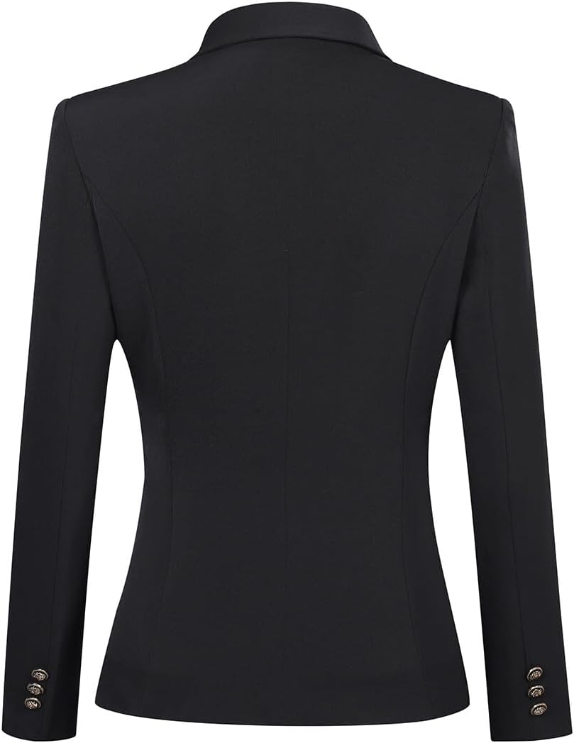 YUNCLOS Women's 2 Piece Double Breasted Suit Set Two Button Blazer and Pants - Image 4
