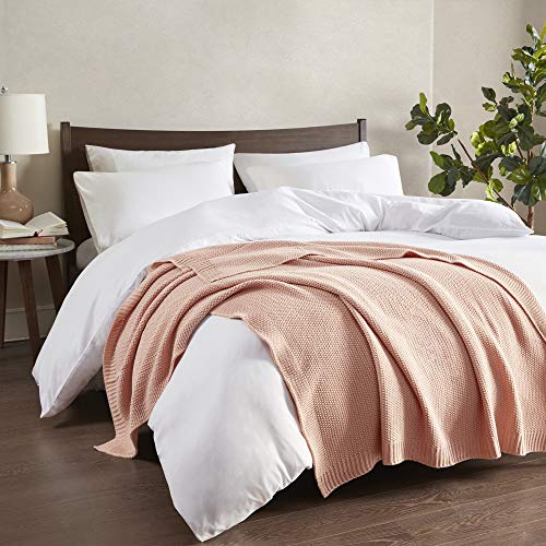 Image of INK+IVY Bree Knit Throw Blanket for Bed, Sofa, and Couch, Lightweight, Breathable, Soft & Cozy Summer Blanket, Throw (50 in x 60 in), Coral