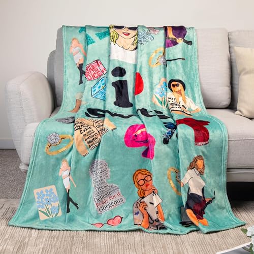 Artlunar Couverture polaire inspirée de Taylor - Cadeau pour les amateurs de musique - Pour femmes et filles - Couverture de voyage confortable parfaite pour canapé-lit (vert menthe-6045, 127 x 101,6