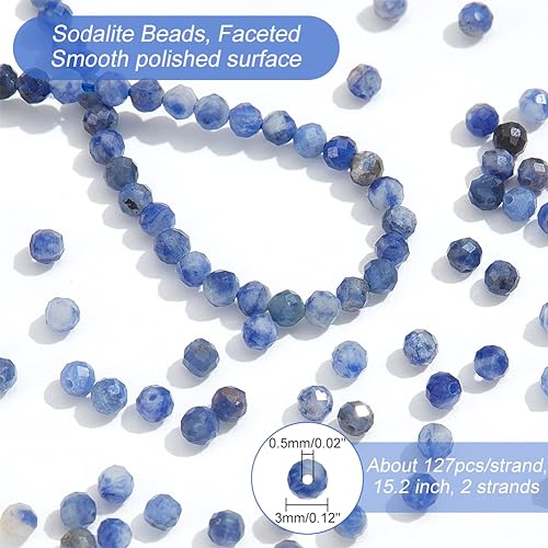 NBEADS 2 Strands About 254 Pcs Natural Sodalite Beads - Image 2
