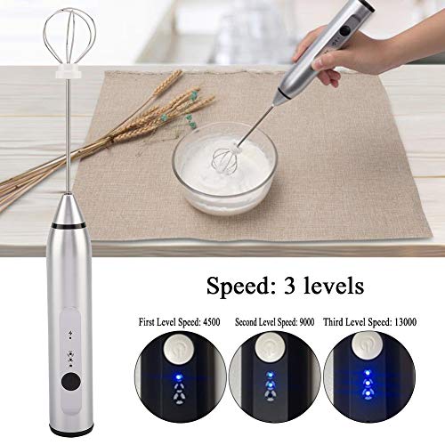 Handheld-Milchaufschäumer, Edelstahl-Milchaufschäumer mit USB-wiederaufladbarem elektrischem Milchaufschäumer für… – Bild 3
