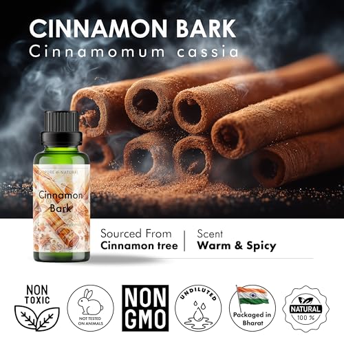 Image of Esslux Cinnamon Bark Essential Oil for Diffuser | 100% Natural Cinnamon Bark Oil for Skin & Aromatherapy | Perfect for Bath Bombs, Candles, Soap Making & DIY Projects, 90ML