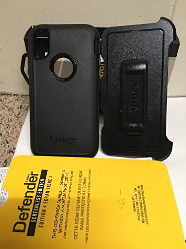 OtterBox iPhone Xs AND iPhone X Defender Series Case - BLACK, rugged & durable, with port protection, includes holster clip kickstand