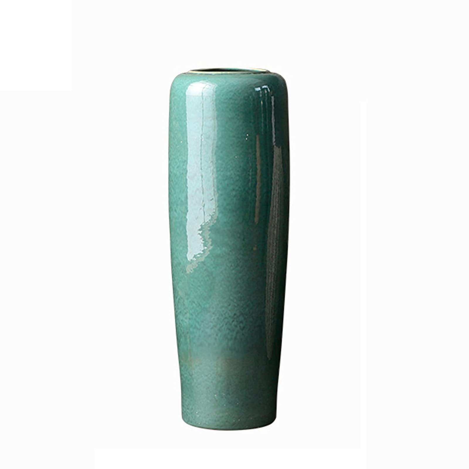 asdchZen Indoor Gardening Flower Decoration Vase, Vintage Green Ceramic Vase Hotel Lobby Floor Vase,24 * 70CM