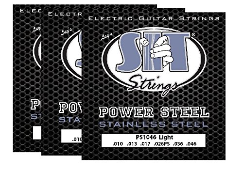 S.I.T. Strings PS1046 Stainless Steel Power Steel Extra Light Electric Guitar Strings - 3 PACK