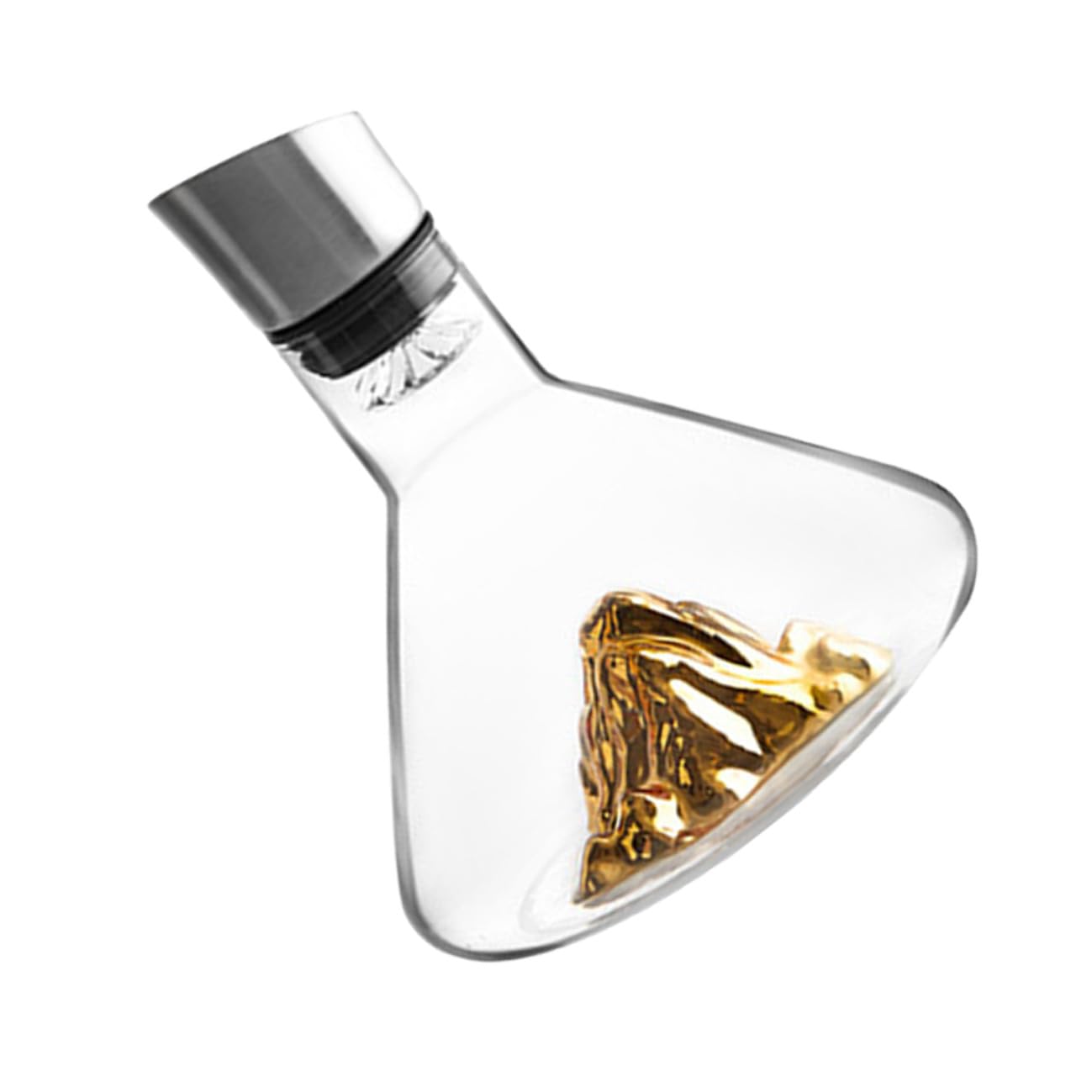 Decantador de Vino para Decantar Rápido de 1500ml Dorado en Cristal Diseño Elegante y Sencillo y Decorar Bodega de Vino en Casa