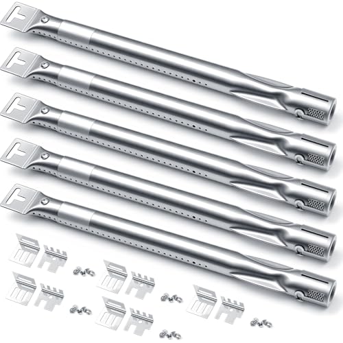 Otoolling 5 Pcs Universal Adjustable Grills Burners Replacement (12 Inches to 17.5 Inches) for Gas Grills Stainless Steel Compatible with 810-2410-s, 810-2411-f, 810-2411-s, 810-3885-f, and 810-9490-0