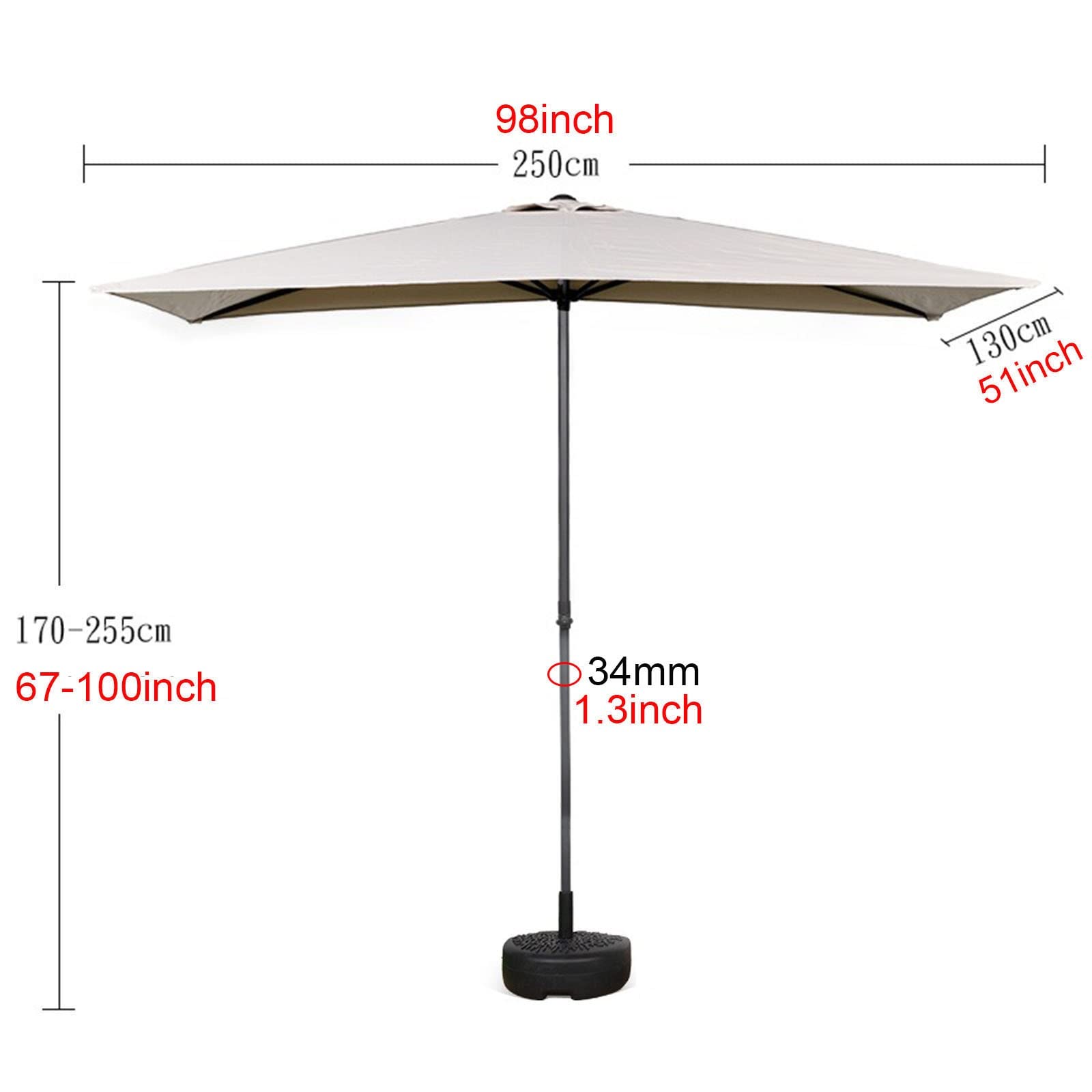 Parasol ogrodowy, regulowana wysokość 170-255 cm, nowoczesny design, zielony, idealny na balkon, taras i ściany