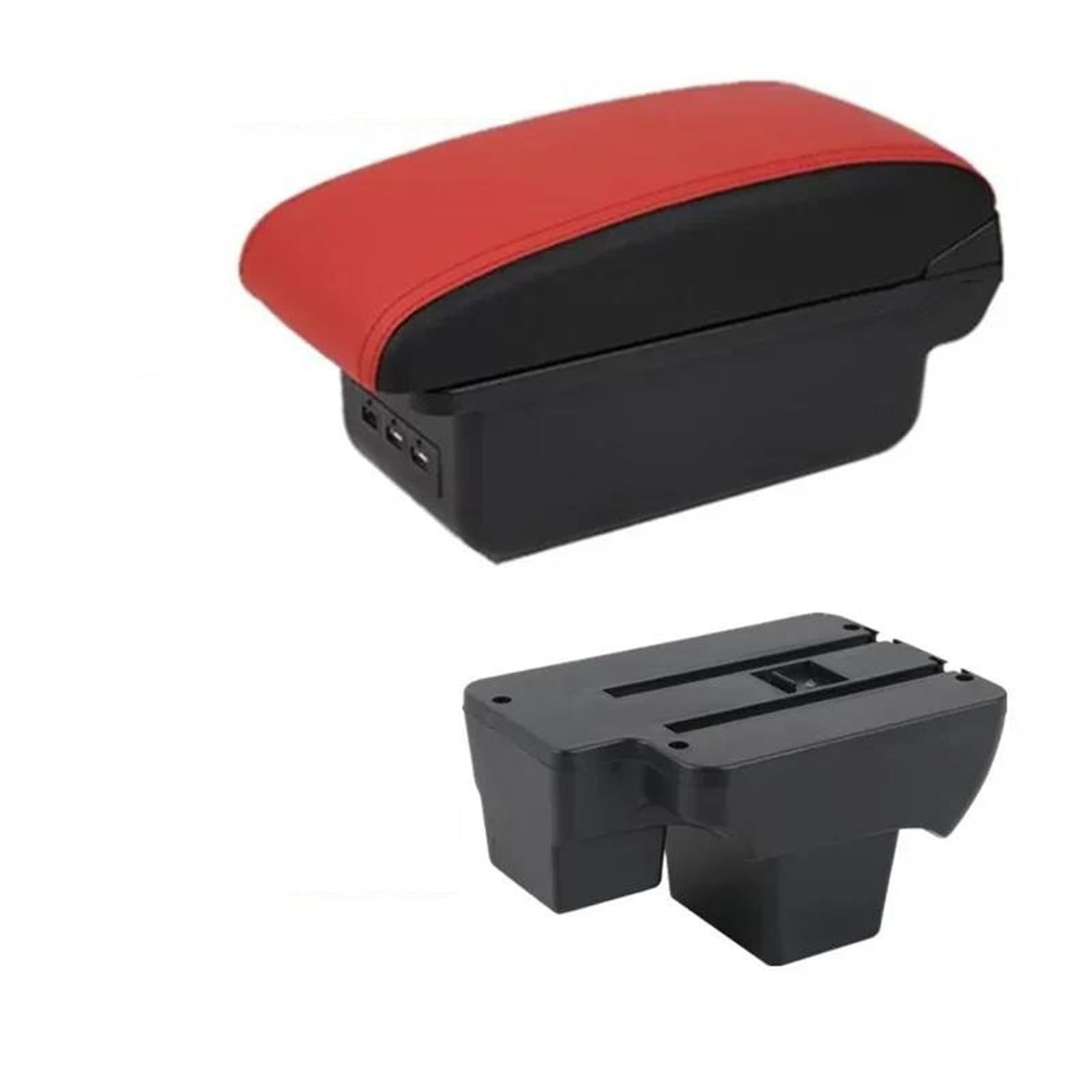 NOHEEU Car Armrest Box 2019-2024 Central Storage With USB Accessories For Virtus For Polo(B Red black 3USB)