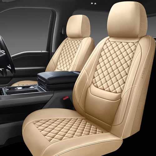 WENNFOUR Full Coverage Leather Car Seat Covers Front Pair,Waterproof Seat Covers for Cars,SUVs Trucks, Car Seat Cushion,Car Seat Protector with 2 Seats