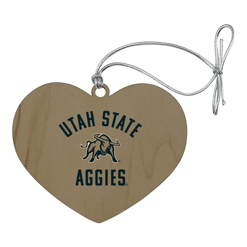 GRAPHICS & MORE Utah State University Aggies Logo Heart Love Wood Christmas Tree Holiday Ornament