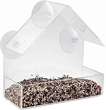 Bird Feeders for Outside Hanging with Suction Cups Clear Acrylic Large Bird Feeders for Outside Hanging Rain Proof for Outside and Garden Decoration Yard