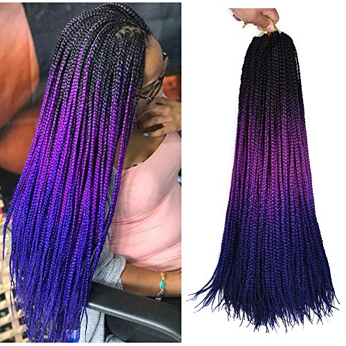 AliRobam Hair 24Inch 22Strands 6Packs Hand made Box Braids Crochet Braiding Hair Extensions Ombre Kanekalon Synthetic 3S Crochet Braids For Black Women(3S box braids, 49)