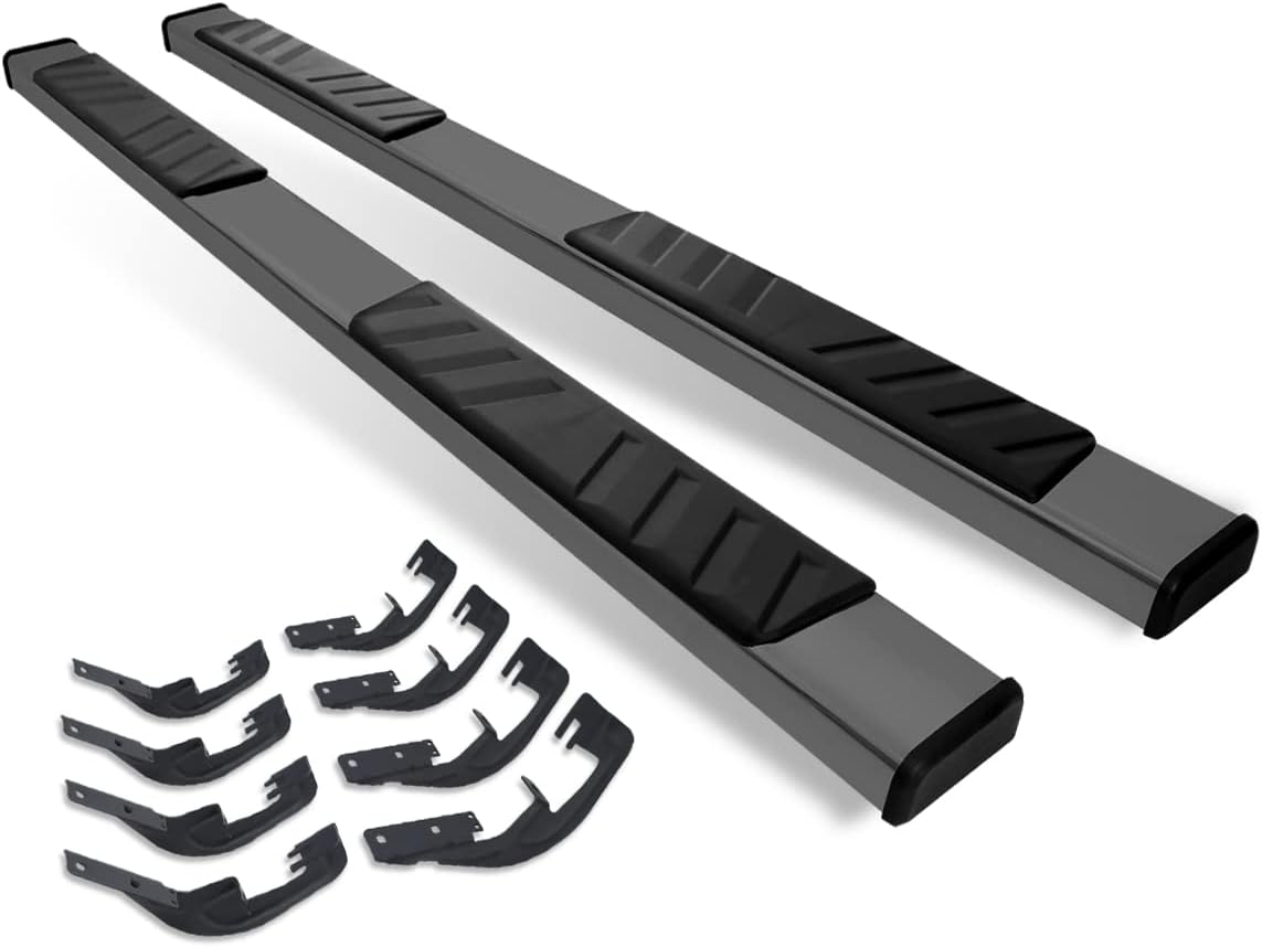 PM PERFORMOTOR 6 Inches Wide Stainless Steel Side Step Nerf Bar Running Boards Compatible with 07-19 Silverado 1500 2500HD 3500HD Crew Cab / 07-19 Sierra 1500 2500HD 3500HD, PM-RNB-8054