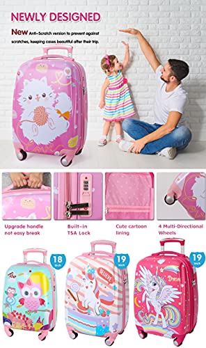 Kids Carry On Luggage Children Rolling Suitcase with 4 Wheels Hardshell Case for Toddler to Travel (w-cat)4