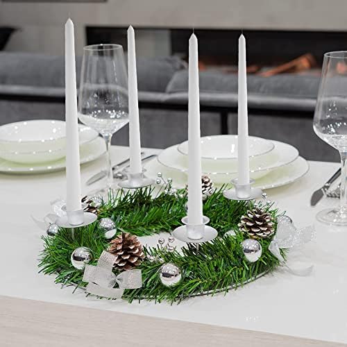 GloBrite 12inch Christmas Advent Wreath | Advent Candle Holder with Ornament Ball | Christmas Wreath Candle Holders | Centerpiece Christmas Decorations for Home Decor