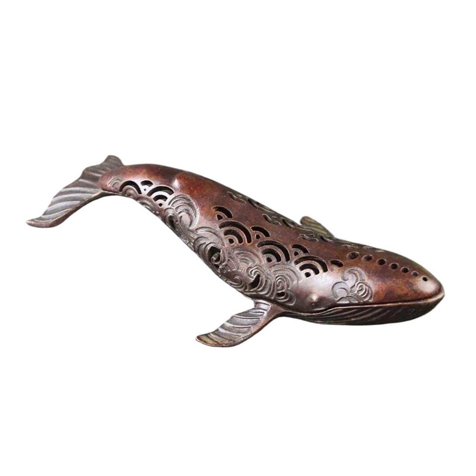 Huolimxun One Color Antique Copper Whale Figurine Desktop Ornaments Marine Animal Statue Incense Burner Living Room Home Decor Accessories