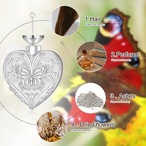 SOULMEET White Gold Filled Butterfly Cremation Jewelry for Ashes Heart Butterfly Urn Necklace that Holds Human Dog Cat Ashes - Image 4