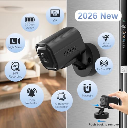 JZDCB Mini Camera for Home Security,2K Indoor Camera,2.4G WiFi Cam,Black | 30-Day Long Battery Life,AI Humanoid Detection,Enhanced Night Vision,Pet Monitor - image 6