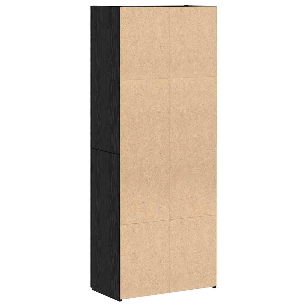 IKAYAA Armadietto in Holz Armadio Porte Battenti Aktenschrank Armadietto per Garage Armadio Ufficio Mobili Ufficio-Rovere nero-60 x 32 x 153 cm