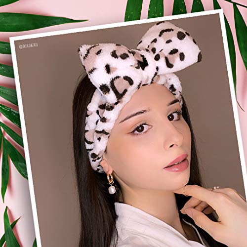 The Vintage Cosmetic Company | Peggy Make-Up Headband | For Shower, Facials, Hairdressing, Spa | Made W/ Soft Polyester Fabric & Elastic Band | One Size Fits All | Leopard Print #TOP3