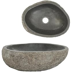Fregadero Piedra vidaXL Lavabo Ovalado Lavamanos de Baño de Aseo Uso Diario Adorno para el Baño o la Cocina Superficie Interna Pulida Suave de Piedra Natural