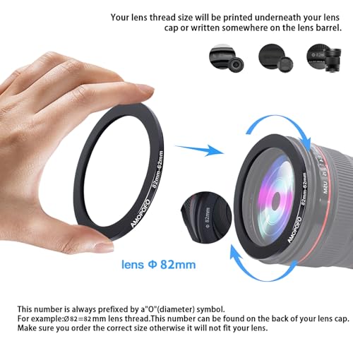 Image of 82mm to 62mm /82mm-62mm Step-Down Ring Filter Adapter for All Brands UV,ND,CPL,Metal Step-Down Ring Adapter