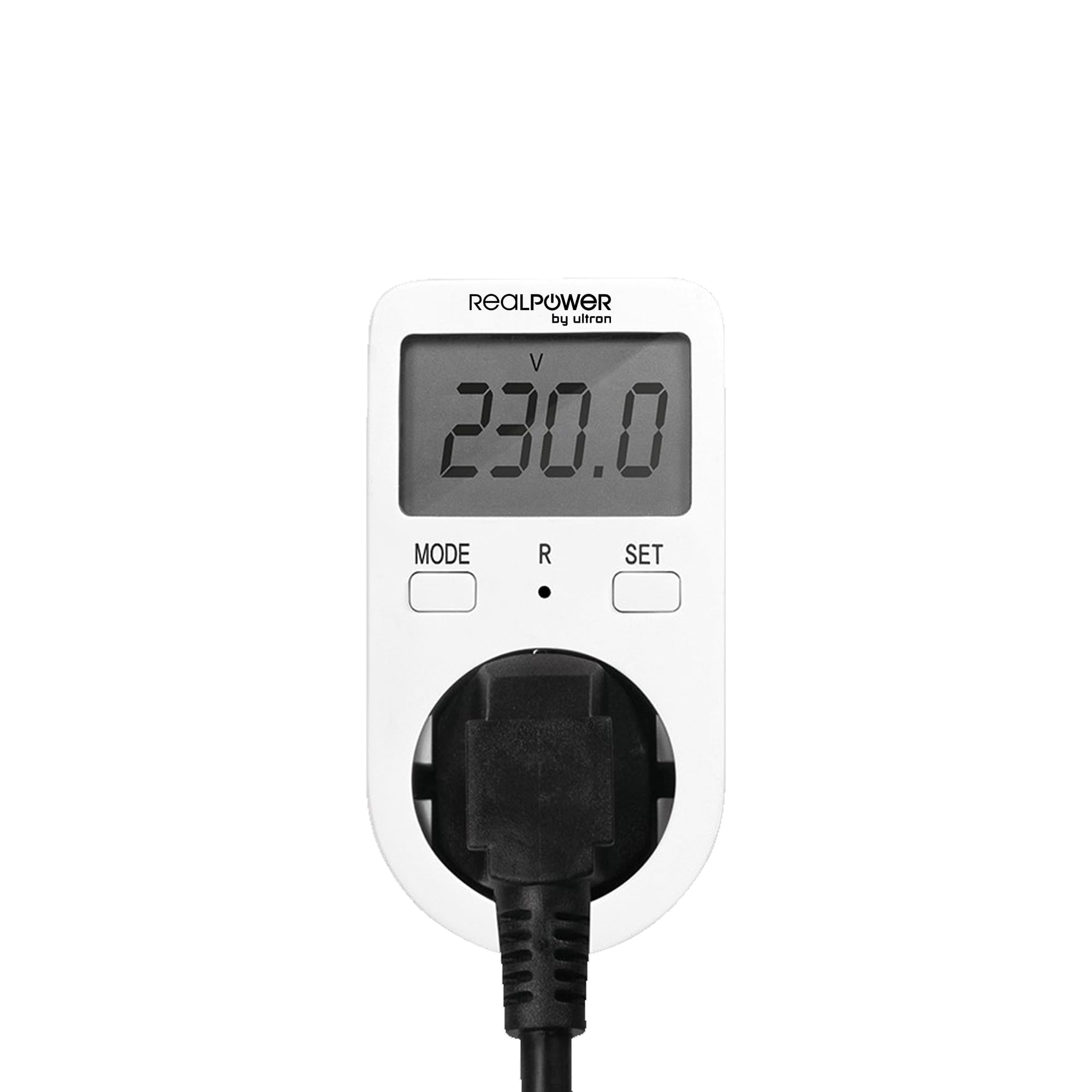 RealPower EM-1 Energy Meter, Electricity Meter Socket, Power Meter with Display and Cost Determination, Monitoring of Min/Max Power (16A Max./230V-250V)