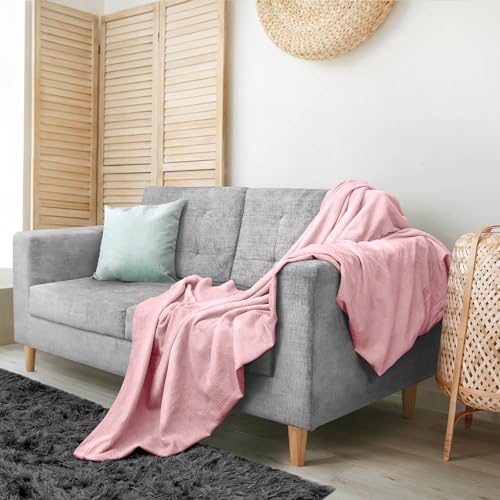 Image of Utopia Bedding 100% Cotton Thermal Blanket Pink Twin Size Soft, Lightweight, Breathable, Cozy Spring and Summer Blanket for Couch and Sofa, Home Room Decor Gifts for Women and Men (90x72 Inches)