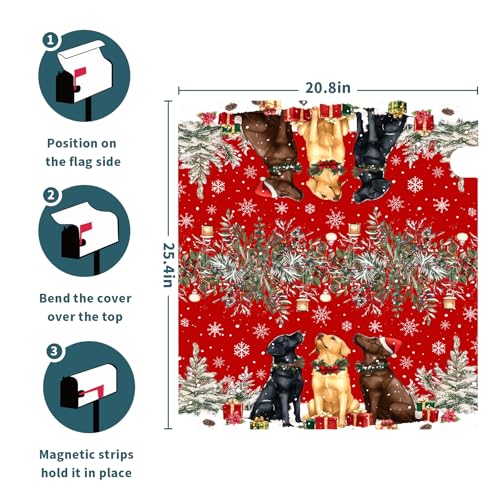 Evlaschin Christmas Dog Mailbox Cover with Magnetic 25.5x21 Inch Xmas Puppy Trees Winter Snowflakes Waterproof Mailbox Wrap Letter Post Cover Large Size for Garden Yard Outdoor New Year Decor by Evlaschin - Image 9