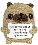  Krinisou I Love You - Regalos para novia, novio, regalos positivos de ganchillo para los amantes de los pug, pequeños regalos para ella y él, 1 unidad