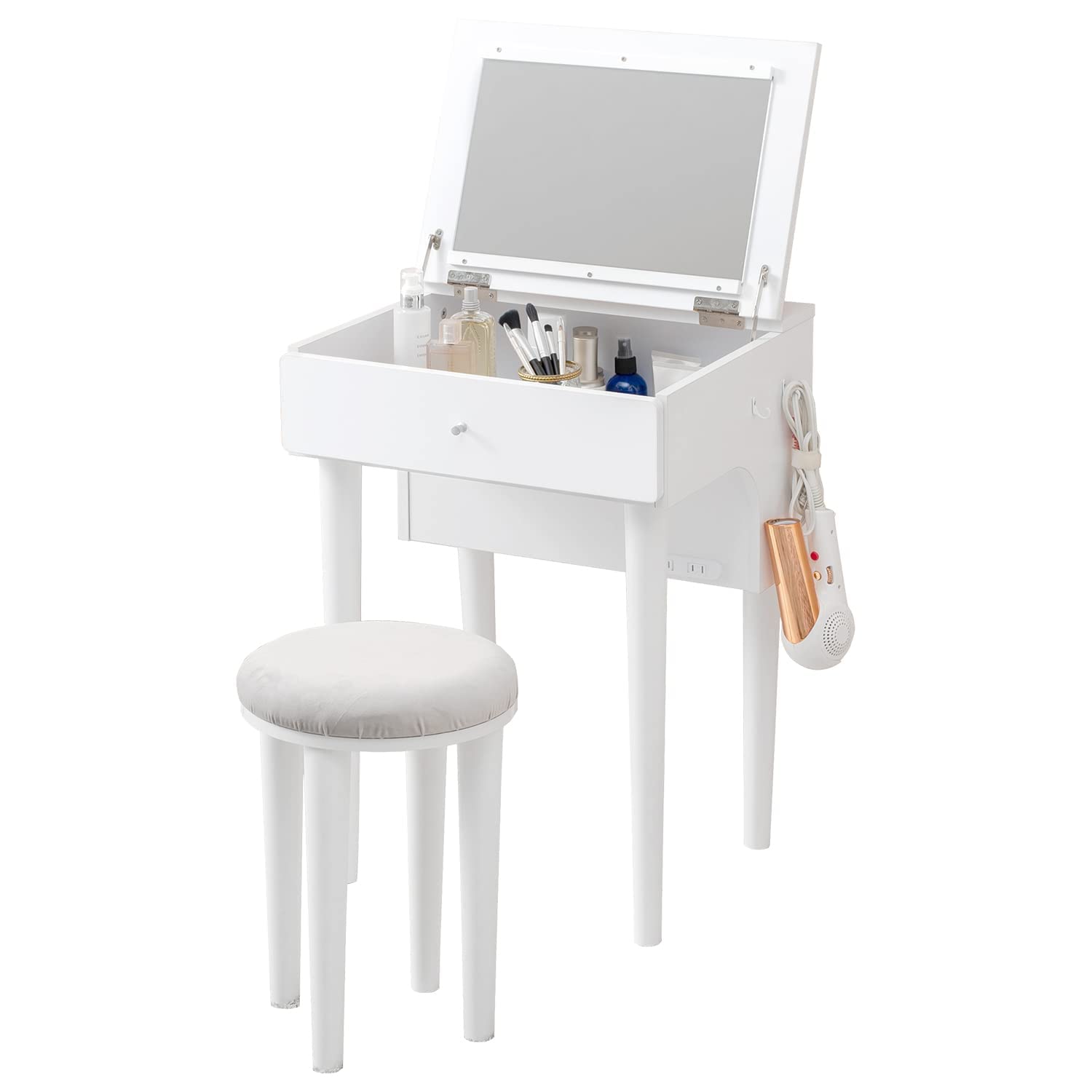 Amazon｜ドレッサー 化粧台 デスク コンセント付き スツール セット