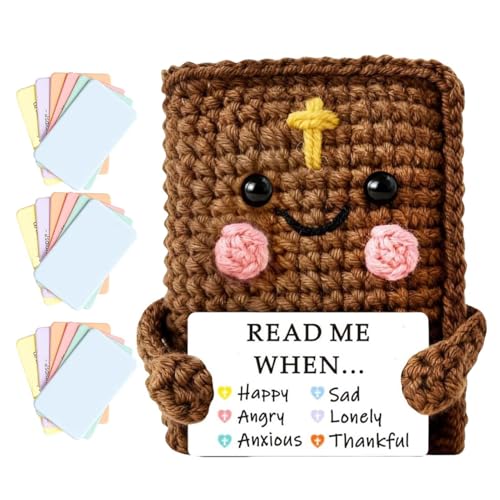 Genérico Muñecos de Ganchillo - con 18 Tarjetas de Oración - Muñeco de Ganchillo Cristiano para Graduación,para Hija Hijo Madre Padre Él Ella
