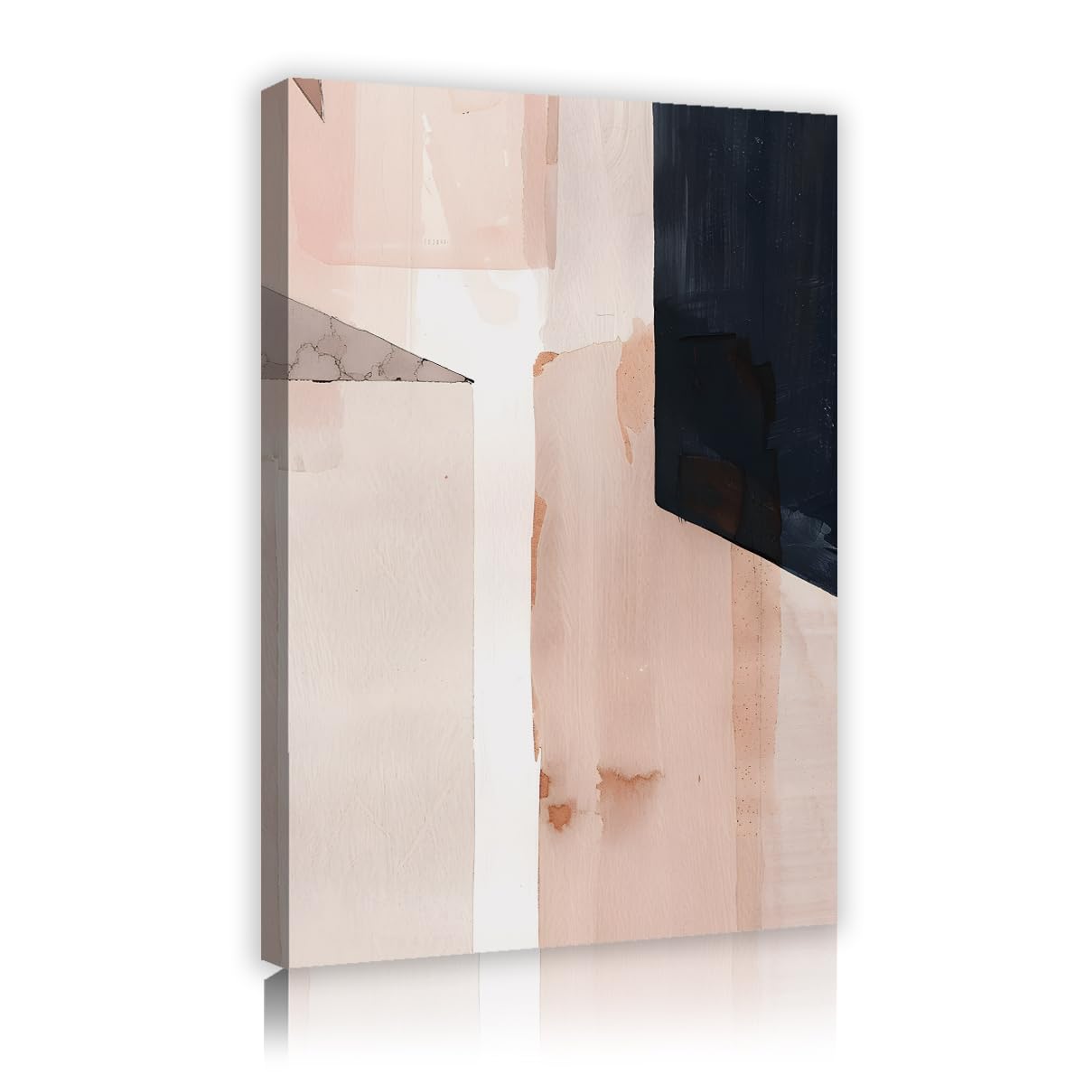 TOANGWALL Lienzo rosa claro abstracto bloque geométrico neutro terracota negro pintado imagen escandinavo póster entrada apartamento 80x120cm