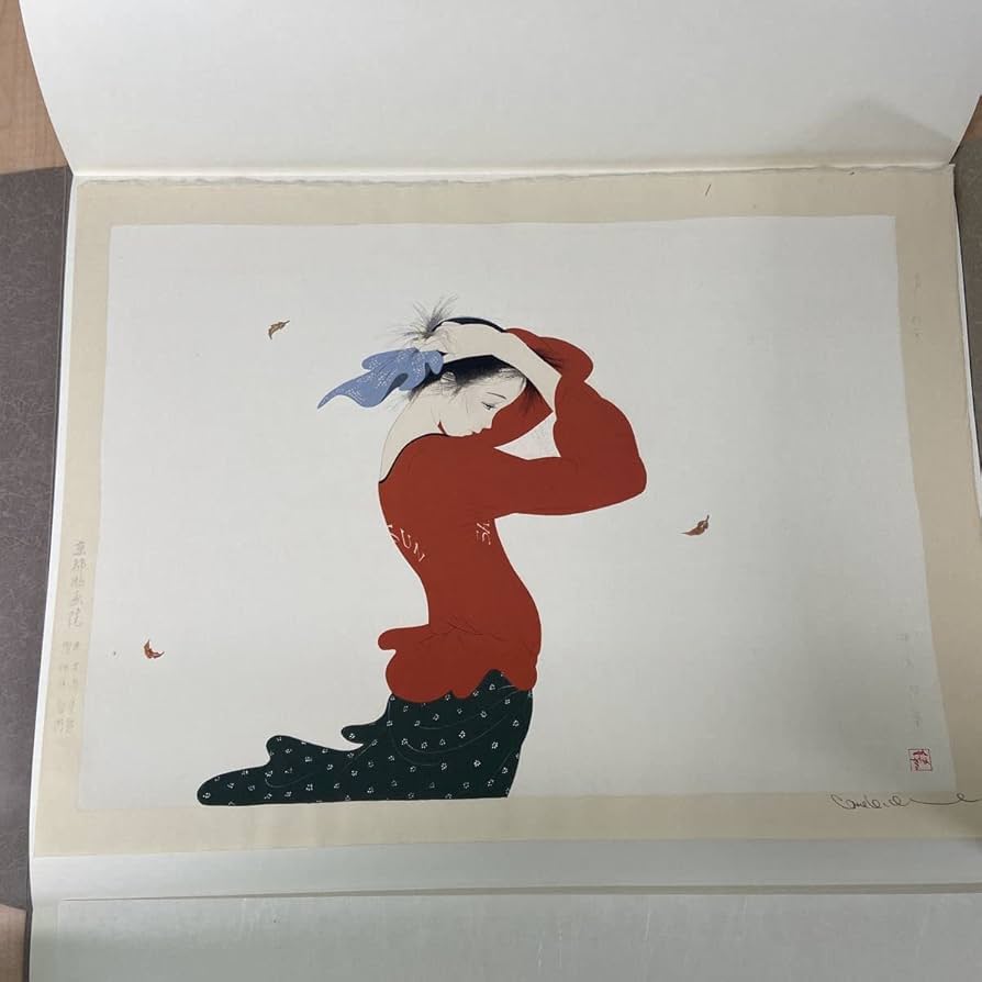 ◇青い鳥がかわいいです ◇友田 充『木かげ』木版画 作家直筆サイン ◇青い鳥がかわいいです【真作保証】友田 充 (ともだ みつる