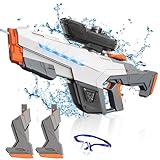 Electric Water Gun for Adults Kids,Automatic Squirt Guns with Large Capacity,Powerful Water Squirt with 2Modular Battery, 26-32 FT Range,Summer Outdoor Shooting Game Pool Water Toy