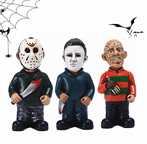 Horror Movie Garden Gnomes Nightmare on Elm Street Murderers Michael Myers Freddy Jason Horror Gnomes Resin Statues Figurines Halloween Decorations for Indoor & Outdoor Yard Patio Lawn Décor (3 -Pack) Horror Movie Garden Gnomes Nightmare on Elm Street Murderers Michael Myers Freddy Jason Horror Gnomes Resin Statues Figurines Halloween Decorations for Indoor & Outdoor Yard Patio Lawn Décor (3 -Pack)