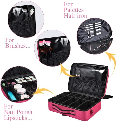 Image of SHAMAX Professional Extra Large Size 41cm x 30 cm x 12cm Makeup Box for Girls,Makeup Box Vanity, Makeup Kit Pouch, Cosmetic Bag, Makeup Brush Organizer and Vanity Bag, Toiletry Jewellery Box