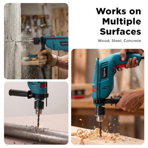 Image of Lifelong 550W Impact Hammer Drill Machine | Electric Drill Machine for Wall Drilling & Home Use | 23-Piece Tool Kit | 13mm Chuck | Variable Speed | Forward & Reverse | Full Copper Motor | Heavy Duty