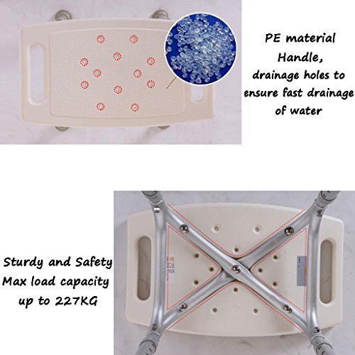 Nivok Bath Stools,Shower Stool Shower/Bath Stools Aluminum Alloy Shower Seat Chair Non-Slip Height Adjustable Disability Aid Shower Chair Adjustable In 6 Height With Handle Bath Bench #TOP3