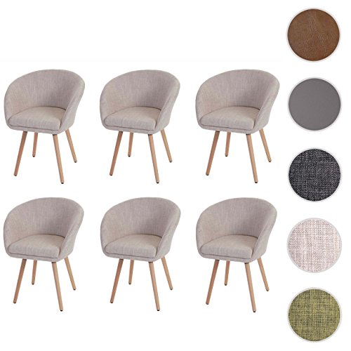 Mendler 6X Chaise de Salle à Manger Malmö T633, Fauteuil - Tissu, crème/Gris