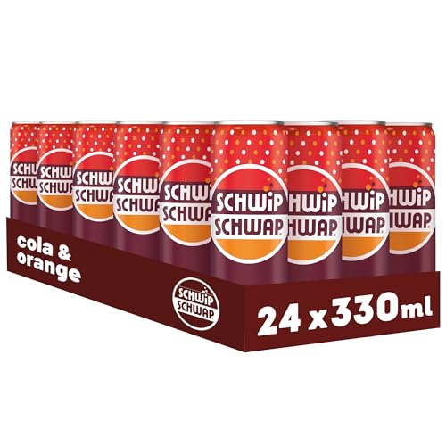 SCHWIPSCHWAP, Das Original – Koffeinhaltiges Cola-Erfrischungsgetränk mit Orange, EINWEG Dose (24 x 0.33 l)