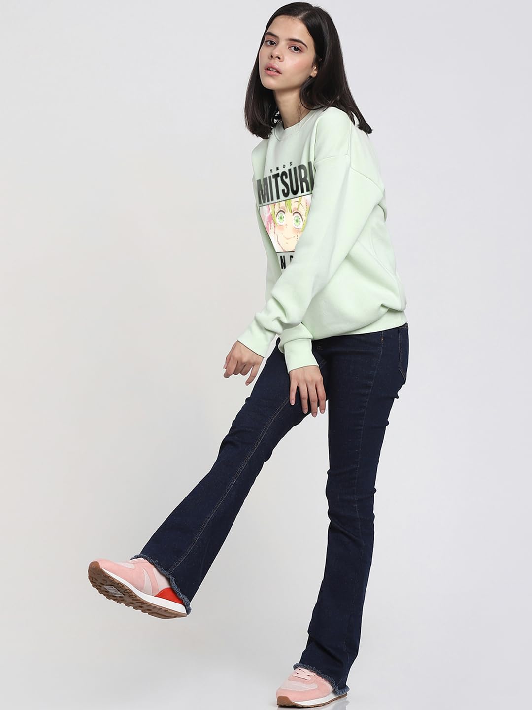 Bewakoof X Demon Slayer Snoopy Damska bluza oversize z mieszanki bawełny | Bewakoof Heavy Duty 1.0 | Damska bluza