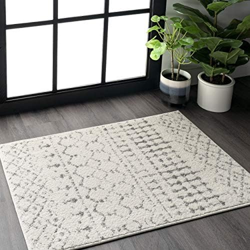 nuLOOM Moroccan Blythe Accent Rug, 2′ x 3′, Grey/Off-white