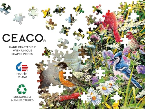 Ceaco - Garden Birds - Puzzle de 300 piezas para adultos | Arte de Greg Giordano, Hecho en USA, piezas fáciles de agarrar, tamaño terminado 22 x 15 in, incluye póster, para enmarcar, ideal para regalar miniatura 5