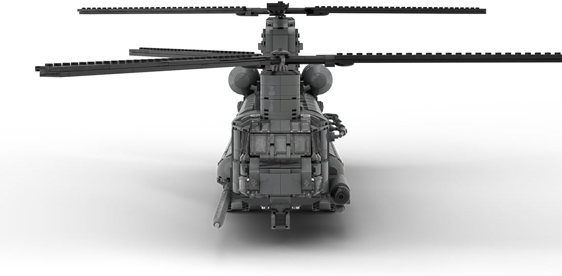 The CH-47 Transport Helicopter Building Blocks Set, 1/35 Scale MOC-227856 Military Helicopter Building Model, 2192Pcs Brick Transport Aircraft Model (Dark Gray)