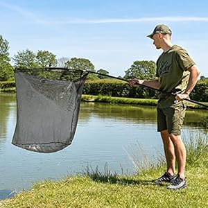 Atlas Épuisette 107 cm – Épuisette de Pêche | Filet de Pêche de la Carpe en 2 Parties | Filet de pêche avec Manche en…